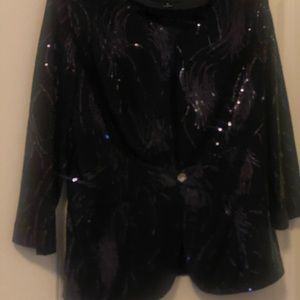 Dark navy blue sequined dress jacket, size 10